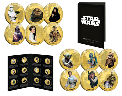Set de 12 frappes dorées à l'or pur «Star Wars»